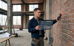 Toma de medidas en pared para proyecto de rotulacion